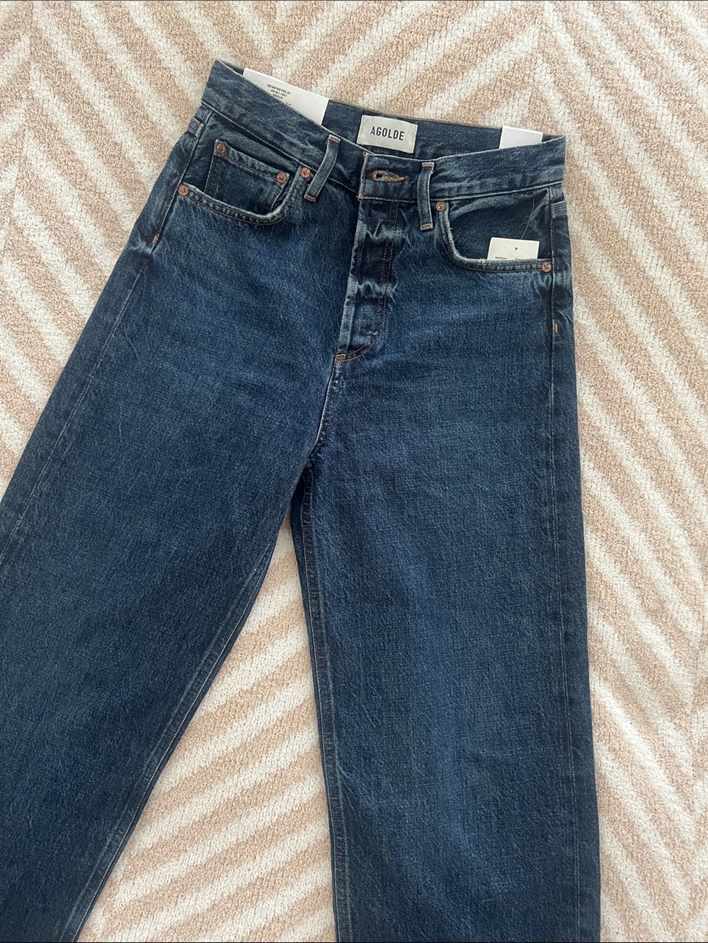 AGOLDE WOMENS Dark Indigo Relaxed Jeans